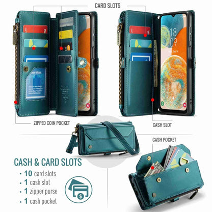 For Samsung Galaxy A23 CaseMe C36 Card Slots Zipper Wallet RFID Anti-theft Leather Phone Case(Blue-green) - Galaxy Phone Cases by CaseMe | Online Shopping South Africa | PMC Jewellery | Buy Now Pay Later Mobicred