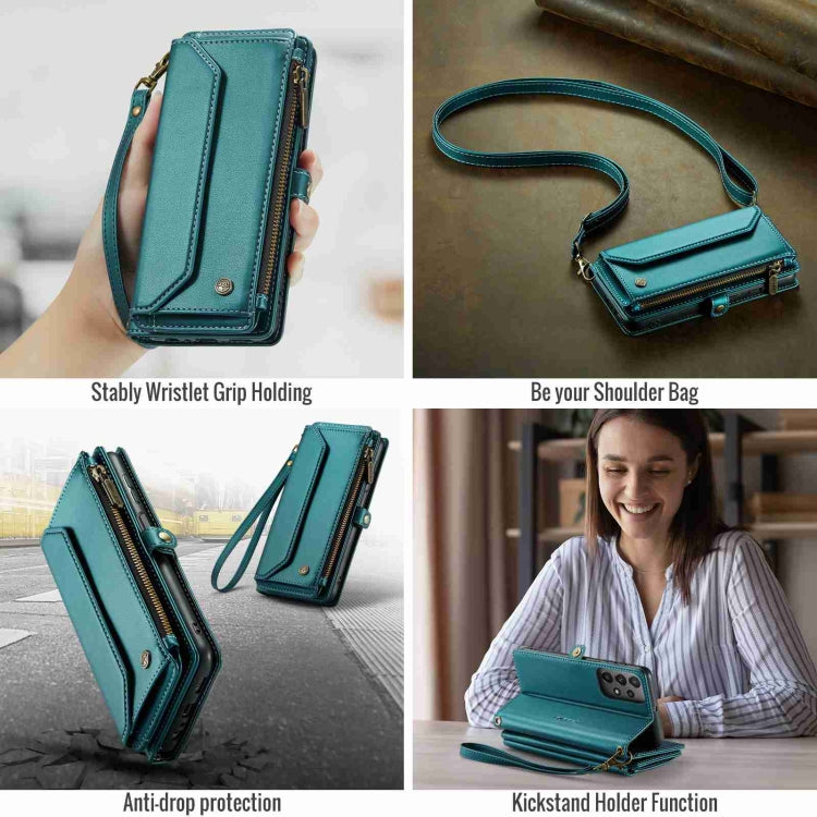 For Samsung Galaxy A23 CaseMe C36 Card Slots Zipper Wallet RFID Anti-theft Leather Phone Case(Blue-green) - Galaxy Phone Cases by CaseMe | Online Shopping South Africa | PMC Jewellery | Buy Now Pay Later Mobicred