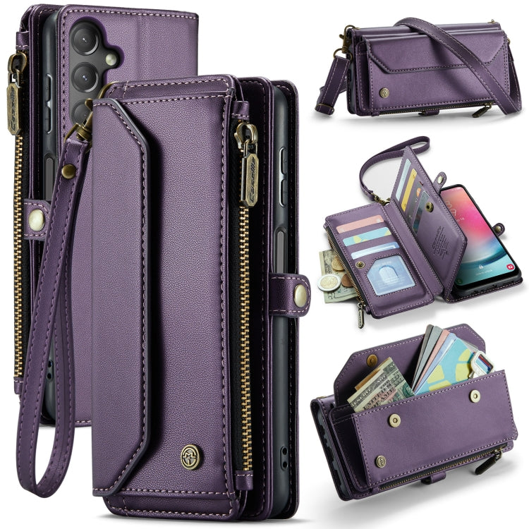 For Samsung Galaxy A24 CaseMe C36 Card Slots Zipper Wallet RFID Anti-theft Leather Phone Case(Purple) - Galaxy Phone Cases by CaseMe | Online Shopping South Africa | PMC Jewellery | Buy Now Pay Later Mobicred