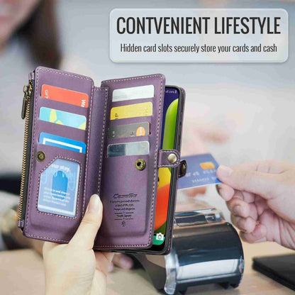 For Samsung Galaxy A30s / A50s / A50 CaseMe C36 Card Slots Zipper Wallet RFID Anti-theft Leather Phone Case(Purple) - Galaxy Phone Cases by CaseMe | Online Shopping South Africa | PMC Jewellery | Buy Now Pay Later Mobicred