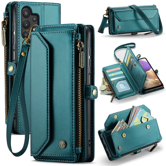 For Samsung Galaxy A32 5G CaseMe C36 Card Slots Zipper Wallet RFID Anti-theft Leather Phone Case(Blue-green) - Galaxy Phone Cases by CaseMe | Online Shopping South Africa | PMC Jewellery | Buy Now Pay Later Mobicred