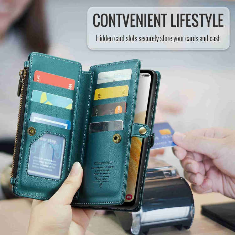 For Samsung Galaxy A33 5G CaseMe C36 Card Slots Zipper Wallet RFID Anti-theft Leather Phone Case(Blue-green) - Galaxy Phone Cases by CaseMe | Online Shopping South Africa | PMC Jewellery | Buy Now Pay Later Mobicred