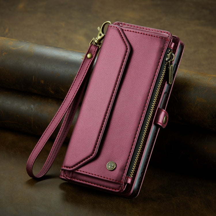 For Samsung Galaxy A52 / A52s 5G CaseMe C36 Card Slots Zipper Wallet RFID Anti-theft Leather Phone Case(Wine Red) - Galaxy Phone Cases by CaseMe | Online Shopping South Africa | PMC Jewellery | Buy Now Pay Later Mobicred