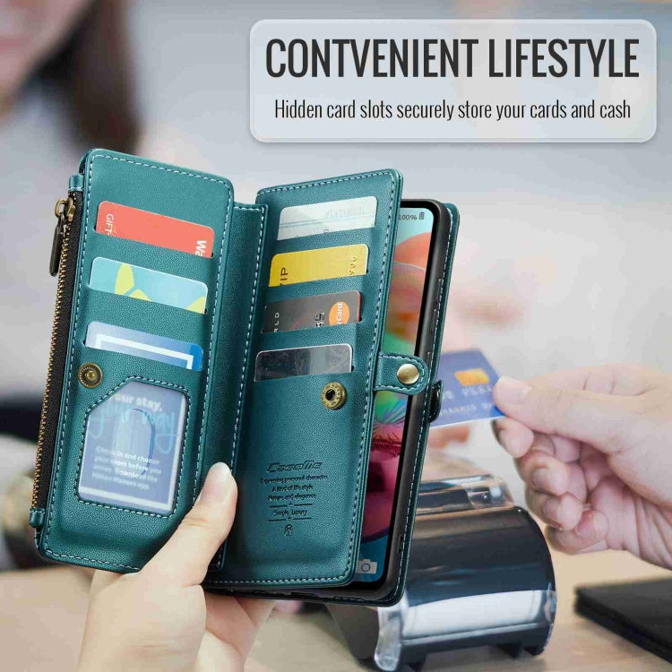 For Samsung Galaxy A71 4G CaseMe C36 Card Slots Zipper Wallet RFID Anti-theft Leather Phone Case(Blue-green) - Galaxy Phone Cases by CaseMe | Online Shopping South Africa | PMC Jewellery | Buy Now Pay Later Mobicred