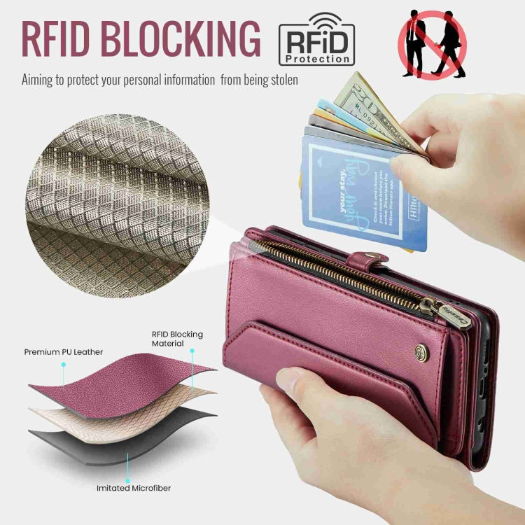 For Samsung Galaxy A71 4G CaseMe C36 Card Slots Zipper Wallet RFID Anti-theft Leather Phone Case(Wine Red) - Galaxy Phone Cases by CaseMe | Online Shopping South Africa | PMC Jewellery | Buy Now Pay Later Mobicred