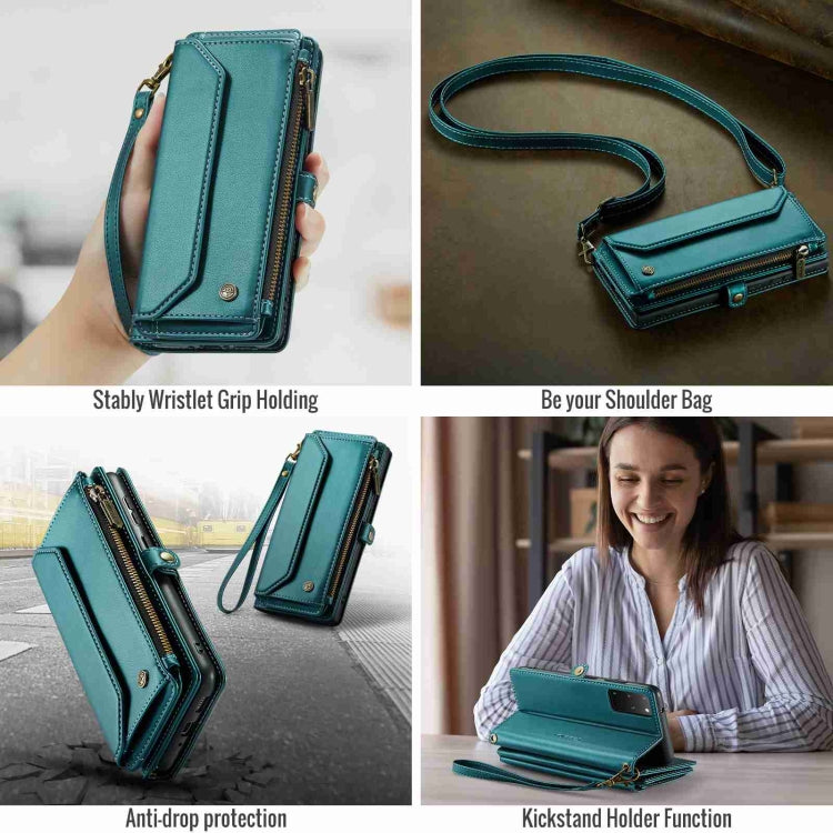 For Samsung Galaxy S20+ CaseMe C36 Card Slots Zipper Wallet RFID Anti-theft Leather Phone Case(Blue-green) - Galaxy Phone Cases by CaseMe | Online Shopping South Africa | PMC Jewellery | Buy Now Pay Later Mobicred