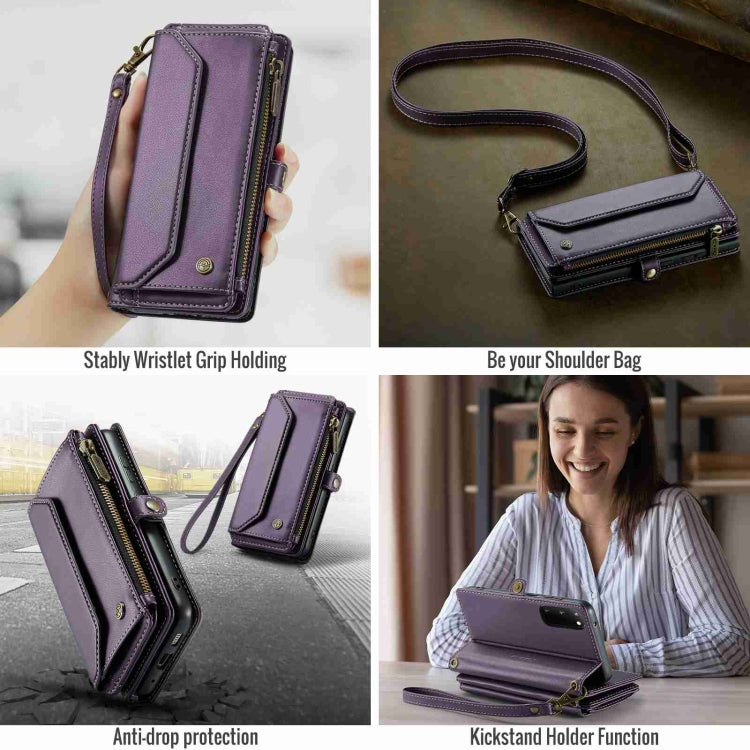 For Samsung Galaxy S20 CaseMe C36 Card Slots Zipper Wallet RFID Anti-theft Leather Phone Case(Purple) - Galaxy Phone Cases by CaseMe | Online Shopping South Africa | PMC Jewellery | Buy Now Pay Later Mobicred