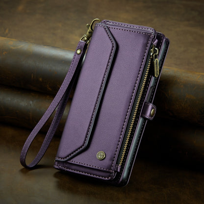 For Samsung Galaxy S21 FE 5G CaseMe C36 Card Slots Zipper Wallet RFID Anti-theft Leather Phone Case(Purple) - Galaxy Phone Cases by CaseMe | Online Shopping South Africa | PMC Jewellery | Buy Now Pay Later Mobicred