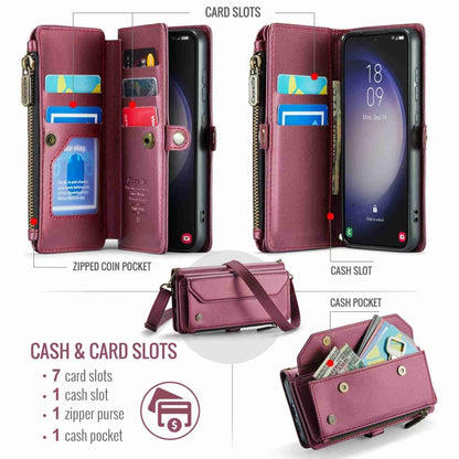 For Samsung Galaxy S23 5G CaseMe C36 Card Slots Zipper Wallet RFID Anti-theft Leather Phone Case(Wine Red) - Galaxy S23 5G Cases by CaseMe | Online Shopping South Africa | PMC Jewellery | Buy Now Pay Later Mobicred