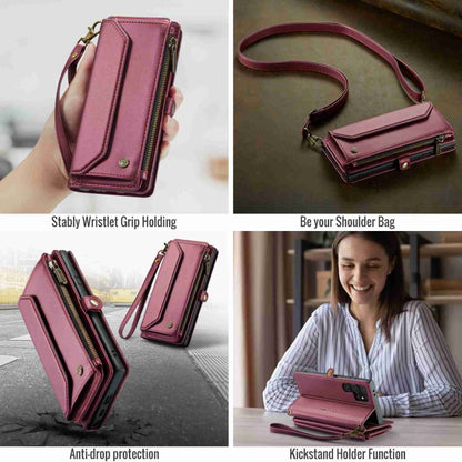 For Samsung Galaxy S24 Ultra 5G CaseMe C36 Card Slots Zipper Wallet RFID Anti-theft Leather Phone Case(Wine Red) - Galaxy S24 Ultra 5G Cases by CaseMe | Online Shopping South Africa | PMC Jewellery | Buy Now Pay Later Mobicred