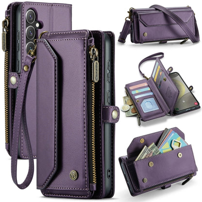 For Samsung Galaxy S24 5G CaseMe C36 Card Slots Zipper Wallet RFID Anti-theft Leather Phone Case(Purple) - Galaxy S24 5G Cases by CaseMe | Online Shopping South Africa | PMC Jewellery | Buy Now Pay Later Mobicred