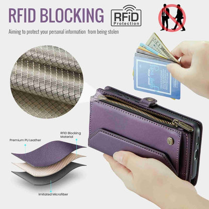 For Samsung Galaxy S24 5G CaseMe C36 Card Slots Zipper Wallet RFID Anti-theft Leather Phone Case(Purple) - Galaxy S24 5G Cases by CaseMe | Online Shopping South Africa | PMC Jewellery | Buy Now Pay Later Mobicred