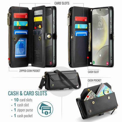 For Samsung Galaxy S24+ 5G CaseMe C36 Card Slots Zipper Wallet RFID Anti-theft Leather Phone Case(Black) - Galaxy S24+ 5G Cases by CaseMe | Online Shopping South Africa | PMC Jewellery | Buy Now Pay Later Mobicred