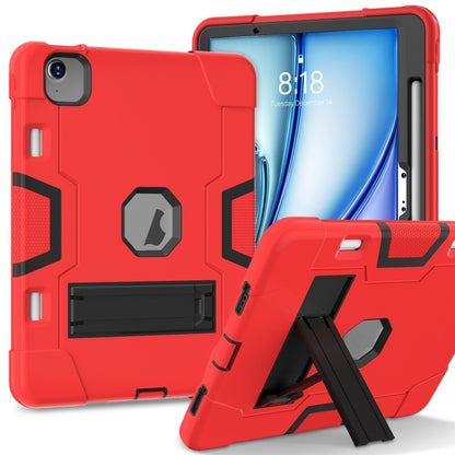 For iPad Air 11 2024 Contrast Color Silicone Acrylic PC Tablet Case with Holder(Red Black) - iPad Air 11 2024 Cases by PMC Jewellery | Online Shopping South Africa | PMC Jewellery | Buy Now Pay Later Mobicred