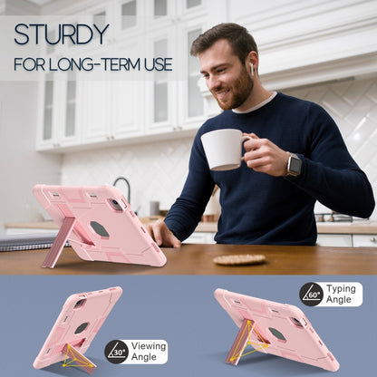 For iPad Air 11 2024 Contrast Color Silicone Acrylic PC Tablet Case with Holder(Rose Gold) - iPad Air 11 2024 Cases by PMC Jewellery | Online Shopping South Africa | PMC Jewellery | Buy Now Pay Later Mobicred