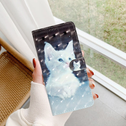 For iPhone 16 Pro 3D Pattern Leather Phone Case(White Cat) - iPhone 16 Pro Cases by PMC Jewellery | Online Shopping South Africa | PMC Jewellery | Buy Now Pay Later Mobicred