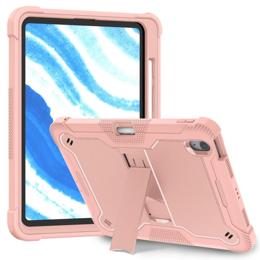 For iPad Air 11 2024 / Air 2022 10.9 Shockproof Silicone Hybrid PC Tablet Case with Holder(Rose Gold) - iPad Air 11 2024 Cases by PMC Jewellery | Online Shopping South Africa | PMC Jewellery | Buy Now Pay Later Mobicred