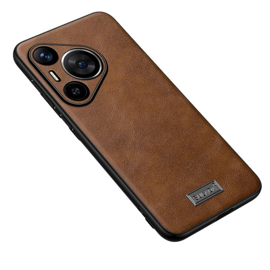 For Huawei Pura 70 SULADA Shockproof TPU Hybrid Handmade Leather Phone Case(Brown) - Huawei Cases by SULADA | Online Shopping South Africa | PMC Jewellery | Buy Now Pay Later Mobicred