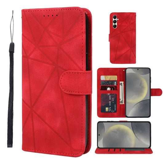 For Samsung Galaxy S24 / S25 5G Skin Feel Geometric Lines Leather Phone Case(Red) - Galaxy S24 5G Cases by PMC Jewellery | Online Shopping South Africa | PMC Jewellery | Buy Now Pay Later Mobicred