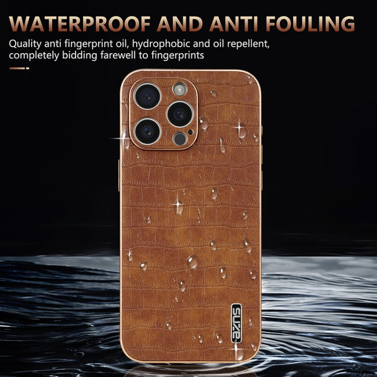 For iPhone 16 Pro Max AZNS Electroplated Frame Crocodile Texture Full Coverage Phone Case(Green) - iPhone 16 Pro Max Cases by AZNS | Online Shopping South Africa | PMC Jewellery | Buy Now Pay Later Mobicred