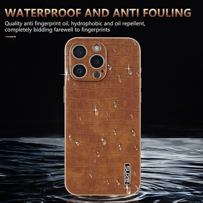 For iPhone 16 Pro AZNS Electroplated Frame Crocodile Texture Full Coverage Phone Case(Black) - iPhone 16 Pro Cases by AZNS | Online Shopping South Africa | PMC Jewellery | Buy Now Pay Later Mobicred