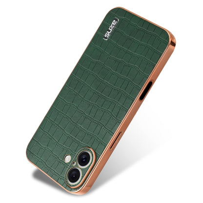 For iPhone 16 Plus AZNS Electroplated Frame Crocodile Texture Full Coverage Phone Case(Green) - iPhone 16 Plus Cases by AZNS | Online Shopping South Africa | PMC Jewellery | Buy Now Pay Later Mobicred