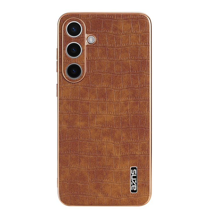 For Samsung Galaxy S24+ 5G AZNS Electroplated Frame Crocodile Texture Full Coverage Phone Case(Brown) - Galaxy S22+ 5G Cases by AZNS | Online Shopping South Africa | PMC Jewellery | Buy Now Pay Later Mobicred