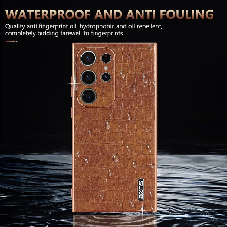 For Samsung Galaxy S24 Ultra 5G AZNS Electroplated Frame Crocodile Texture Full Coverage Phone Case(Brown) - Galaxy S24 Ultra 5G Cases by AZNS | Online Shopping South Africa | PMC Jewellery | Buy Now Pay Later Mobicred