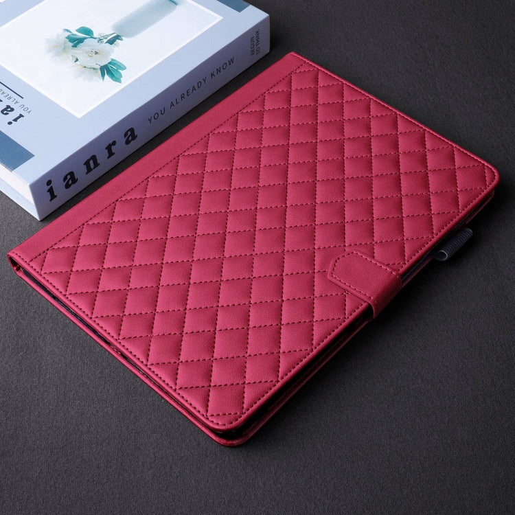 For iPad Pro 13 2024 Rhombus Lattice Leather Smart Tablet Case(Red) - iPad Pro 13 2024 Cases by PMC TechLife | Online Shopping South Africa | PMC TechLife | Buy Now Pay Later Mobicred