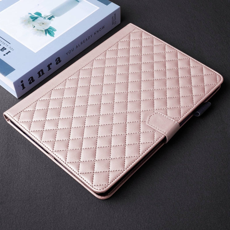 For iPad Pro 13 2024 Rhombus Lattice Leather Smart Tablet Case(Rose Gold) - iPad Pro 13 2024 Cases by PMC Jewellery | Online Shopping South Africa | PMC Jewellery | Buy Now Pay Later Mobicred