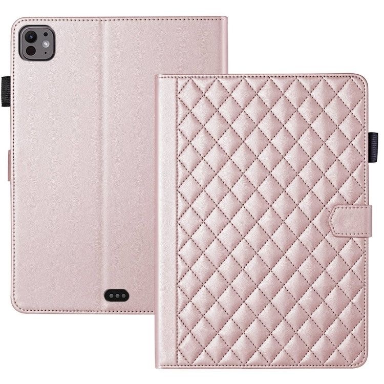 For iPad Pro 11 2024 Rhombus Lattice Leather Smart Tablet Case(Rose Gold) - iPad Pro 11 2024 Cases by PMC Jewellery | Online Shopping South Africa | PMC Jewellery | Buy Now Pay Later Mobicred