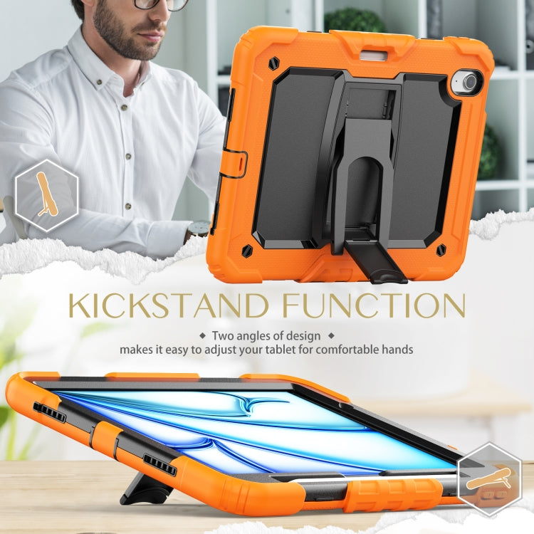 For iPad Air 11 2024 Silicone Hydric PC Tablet Case with Shoulder Strap & Holder(Orange) - iPad Air 11 2024 Cases by PMC Jewellery | Online Shopping South Africa | PMC Jewellery | Buy Now Pay Later Mobicred