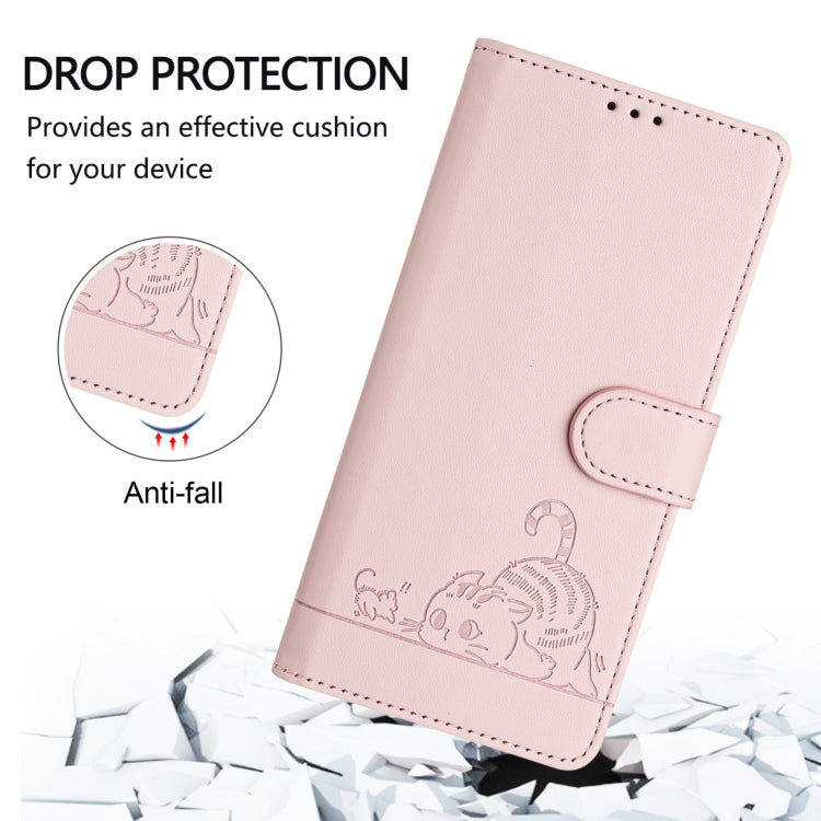For Blackview A53 Cat Rat Embossed Pattern RFID Leather Phone Case with Lanyard(Pink) - More Brand by PMC TechLife | Online Shopping South Africa | PMC TechLife | Buy Now Pay Later Mobicred