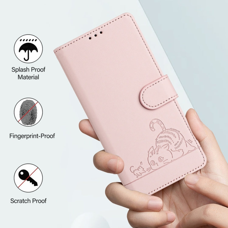 For Blackview A53 Cat Rat Embossed Pattern RFID Leather Phone Case with Lanyard(Pink) - More Brand by PMC TechLife | Online Shopping South Africa | PMC TechLife | Buy Now Pay Later Mobicred