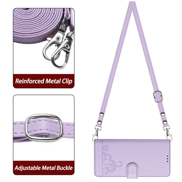 For Blackview Shark 8 Cat Rat Embossed Pattern RFID Leather Phone Case with Lanyard(Purple) - More Brand by PMC Jewellery | Online Shopping South Africa | PMC Jewellery | Buy Now Pay Later Mobicred