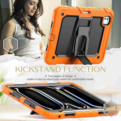 For iPad Pro 11 2024 Silicone Hydric PC Tablet Case with Shoulder Strap & Holder(Orange) - iPad Pro 11 2024 Cases by PMC Jewellery | Online Shopping South Africa | PMC Jewellery | Buy Now Pay Later Mobicred