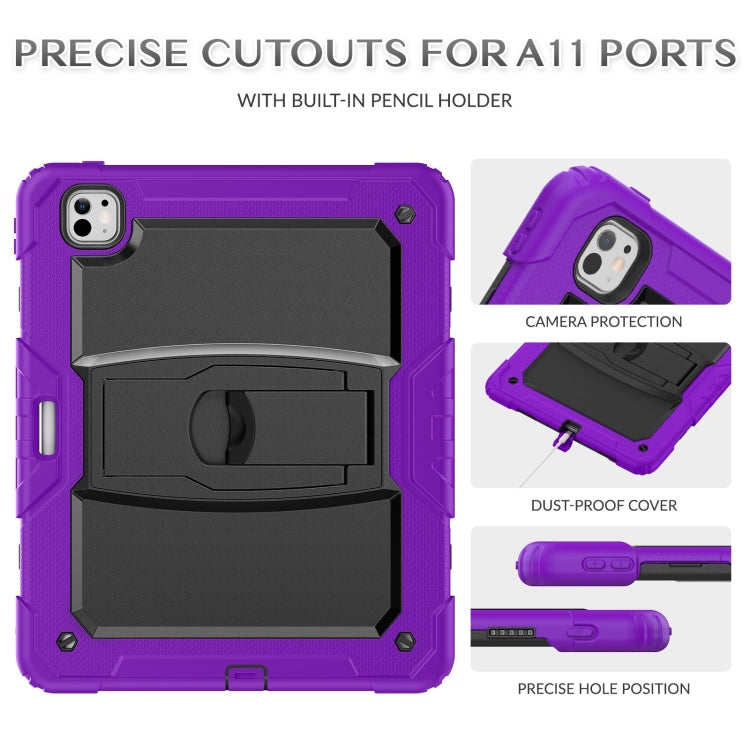 For iPad Pro 13 2024 Silicone Hydric PC Tablet Case with Shoulder Strap & Holder(Purple) - iPad Pro 13 2024 Cases by PMC Jewellery | Online Shopping South Africa | PMC Jewellery | Buy Now Pay Later Mobicred