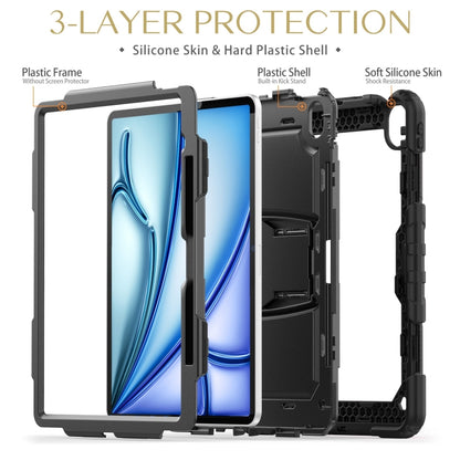 For iPad Air 13 2024 Silicone Hydric PC Tablet Case with Shoulder Strap & Holder(Black) - iPad Air 13 2024 Cases by PMC Jewellery | Online Shopping South Africa | PMC Jewellery | Buy Now Pay Later Mobicred