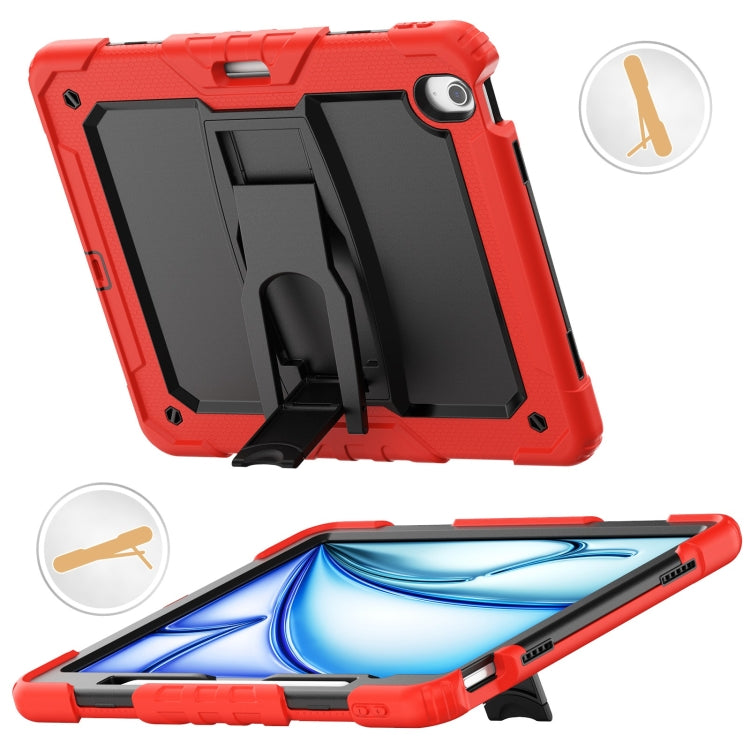 For iPad Air 13 2024 Silicone Hydric PC Tablet Case with Shoulder Strap & Holder(Red) - iPad Air 13 2024 Cases by PMC Jewellery | Online Shopping South Africa | PMC Jewellery | Buy Now Pay Later Mobicred