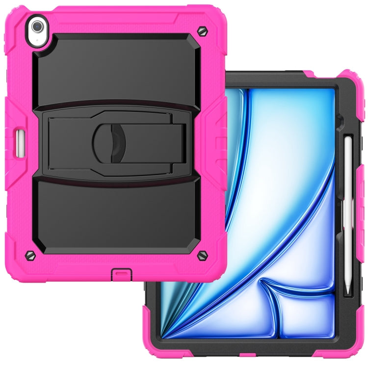 For iPad Air 13 2024 Silicone Hydric PC Tablet Case with Shoulder Strap & Holder(Rose Red) - iPad Air 13 2024 Cases by PMC Jewellery | Online Shopping South Africa | PMC Jewellery | Buy Now Pay Later Mobicred