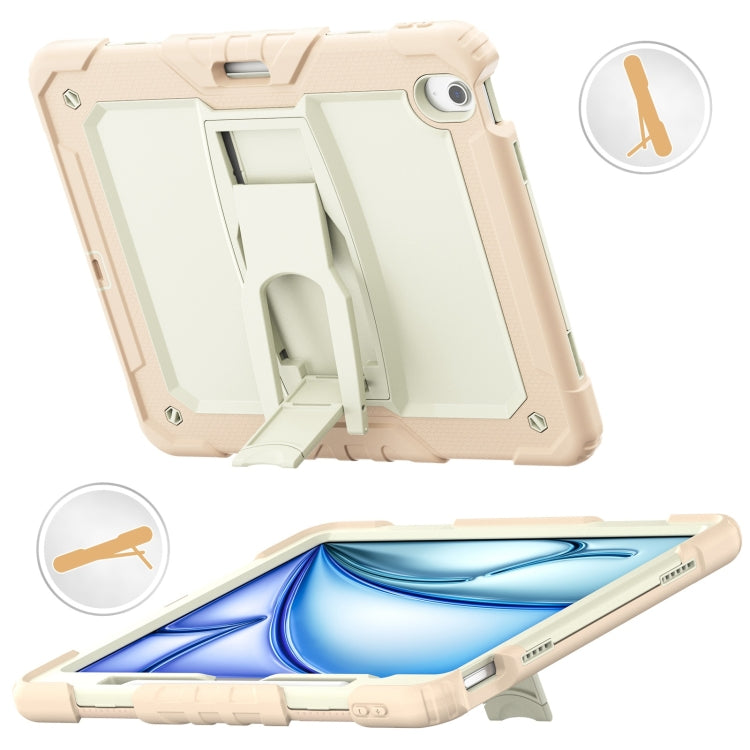 For iPad Air 13 2025 / 2024 Silicone Hydric PC Tablet Case with Shoulder Strap & Holder(Beige Rose Gold) - iPad Air 13 2025 / 2024 Cases by PMC TechLife | Online Shopping South Africa | PMC TechLife | Buy Now Pay Later Mobicred