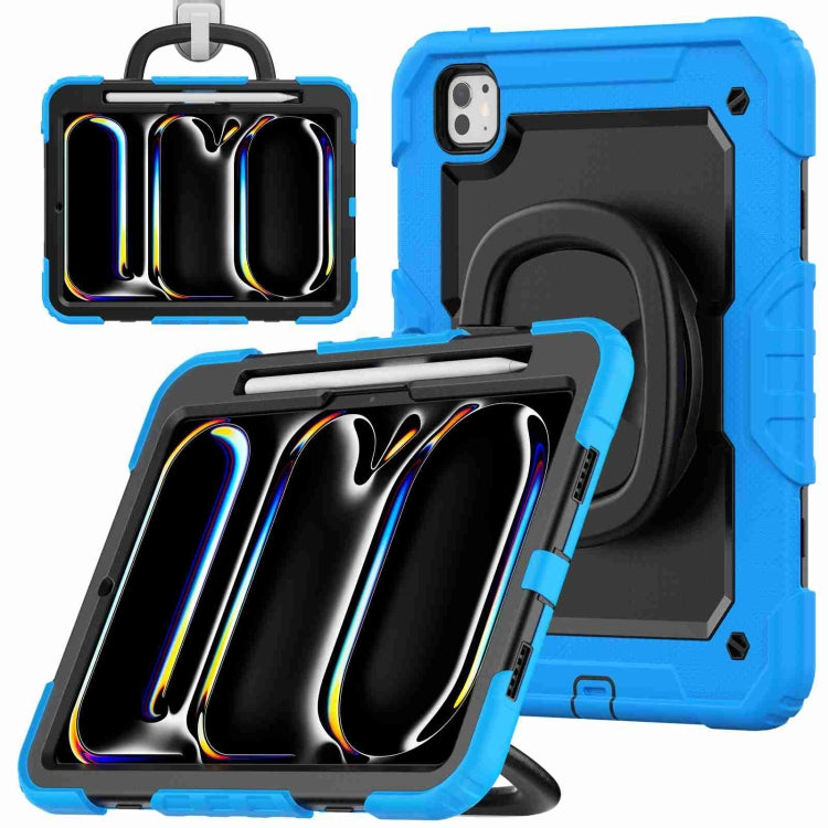 For iPad Pro 11 2024 Handle Silicone Hydric PC Tablet Case with Shoulder Strap(Light Blue) - iPad Pro 11 2024 Cases by PMC TechLife | Online Shopping South Africa | PMC TechLife | Buy Now Pay Later Mobicred