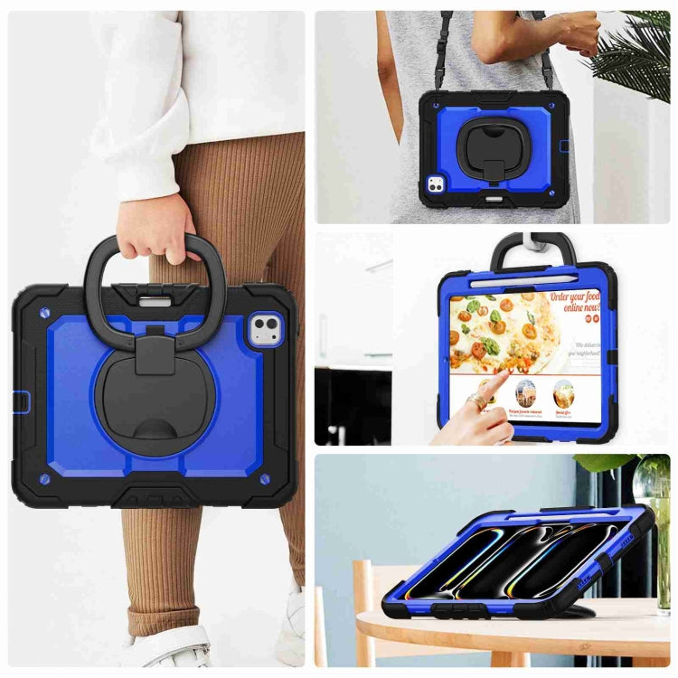For iPad Pro 11 2024 Handle Silicone Hydric PC Tablet Case with Shoulder Strap(Dark Blue PC) - iPad Pro 11 2024 Cases by PMC Jewellery | Online Shopping South Africa | PMC Jewellery | Buy Now Pay Later Mobicred