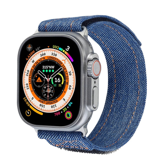 For Apple Watch Ultra 2 49mm Cowboy Nylon Hook and Loop Fastener Watch Band(Dark Blue) - Watch Bands by PMC Jewellery | Online Shopping South Africa | PMC Jewellery | Buy Now Pay Later Mobicred