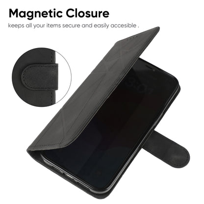 For Google Pixel 9 / 9 Pro Skin Feel Geometric Lines Leather Phone Case(Black) - Google Cases by PMC Jewellery | Online Shopping South Africa | PMC Jewellery | Buy Now Pay Later Mobicred