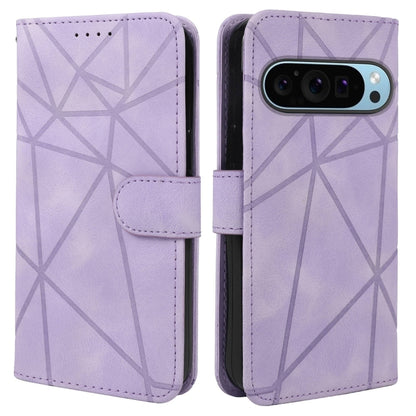 For Google Pixel 9 / 9 Pro Skin Feel Geometric Lines Leather Phone Case(Purple) - Google Cases by PMC Jewellery | Online Shopping South Africa | PMC Jewellery | Buy Now Pay Later Mobicred