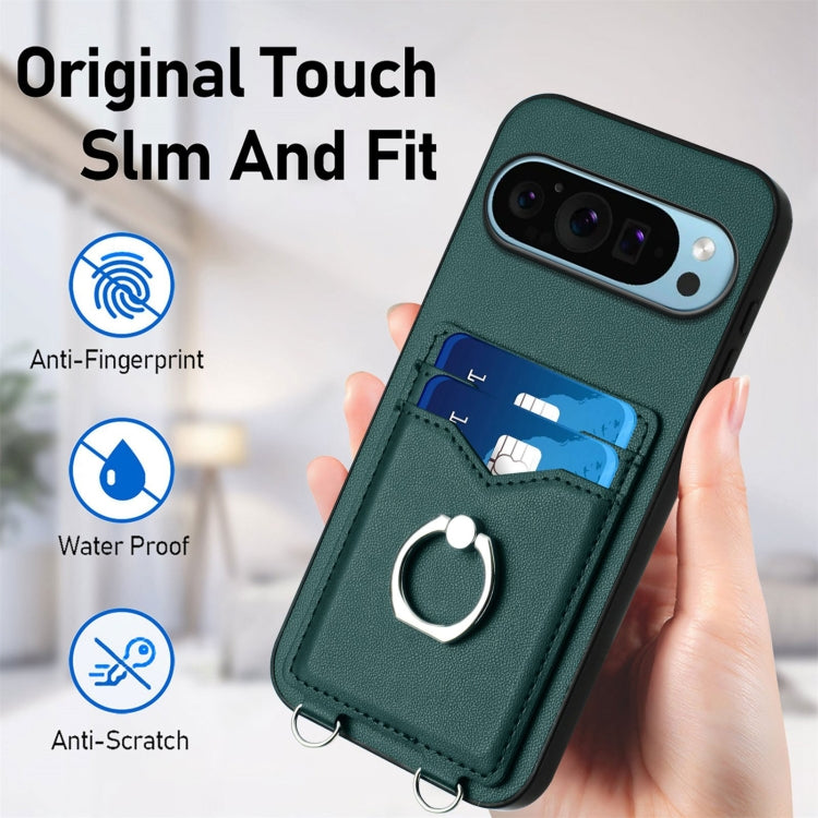 For Google Pixel 9 / 9 Pro R20 Ring Card Holder Phone Case(Green) - Google Cases by PMC Jewellery | Online Shopping South Africa | PMC Jewellery | Buy Now Pay Later Mobicred