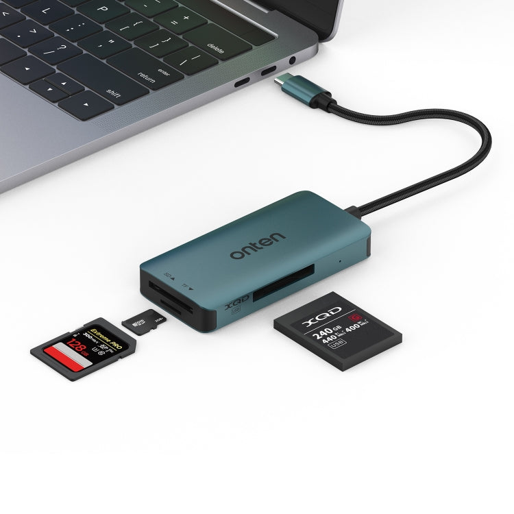 Onten C13 3 in 1 USB-C / Type-C to XQD & SD & TF Card Reader(Pine Green) - Card Reader by Onten | Online Shopping South Africa | PMC Jewellery | Buy Now Pay Later Mobicred