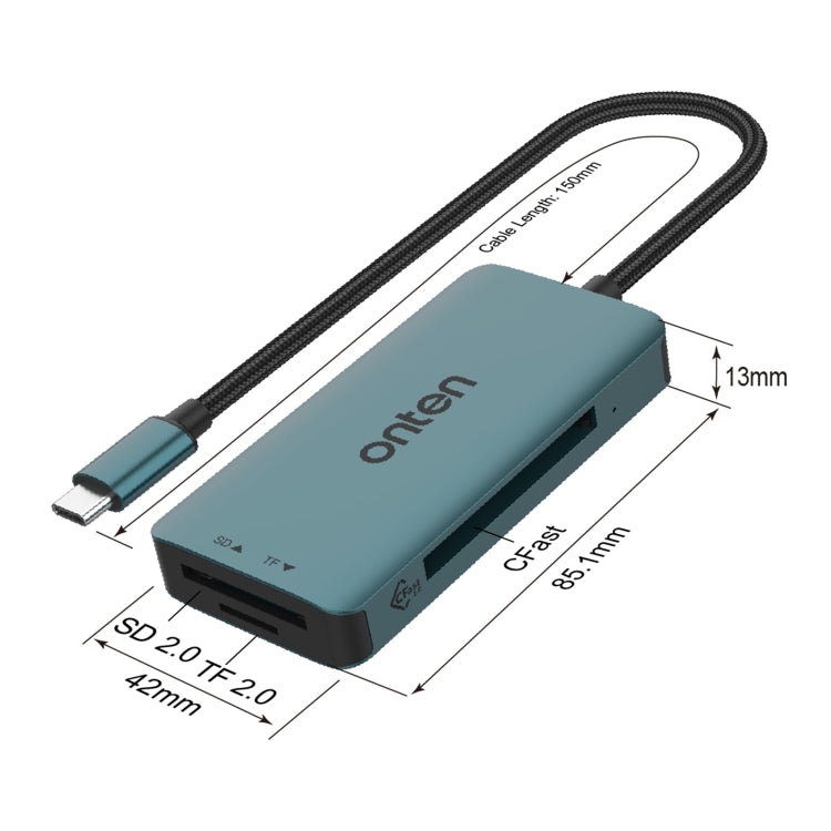 Onten C15 3 in 1 USB-C / Type-C to CFast 2.0 & SD & TF Card Reader(Pine Green) - free shipping - PMC Jewellery - Order now!