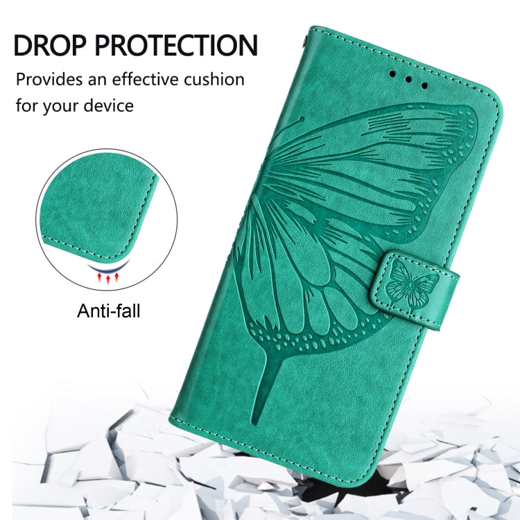 For Blackview A52 Embossed Butterfly Leather Phone Case(Green) - More Brand by PMC Jewellery | Online Shopping South Africa | PMC Jewellery | Buy Now Pay Later Mobicred